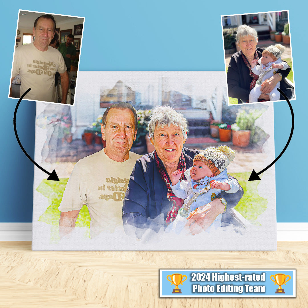 Custom family portrait, family portrait painting, Watercolor Oil Style