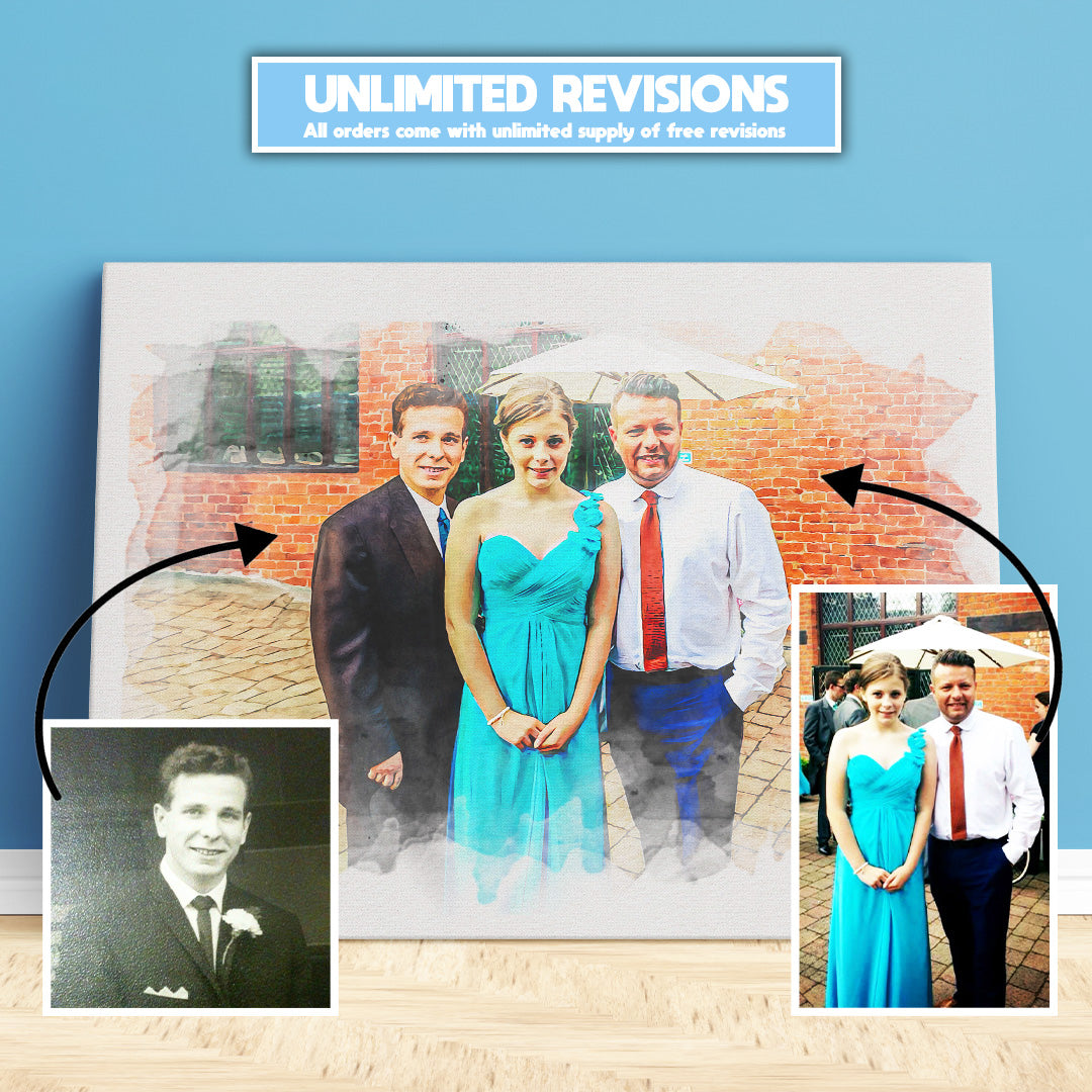 Custom family portrait, family portrait painting, Watercolor Oil Style