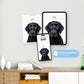 Pet portrait of Elias as a digital file, on a phone, a tablet and printed at home