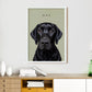 Pet portrait of Max on a sage background in a white frame